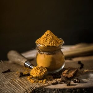 Aromatic sambar powder showcased in a rustic setting, highlighting Indian culinary tradition.